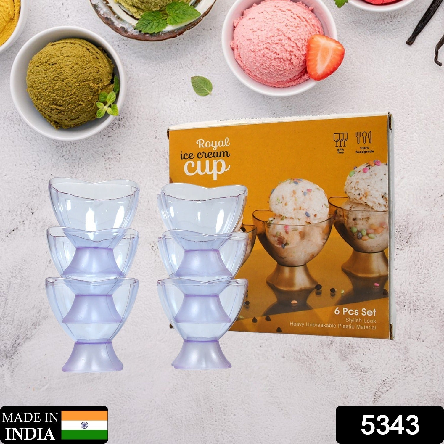 5343 New Modern Style Dessert  Ice Cream Bowl Plastic 6pcs For Home  Office  Party Use 5343 New Modern Style Dessert  Ice Cream Bowl Plastic 6pcs For Home  Office  Party Use